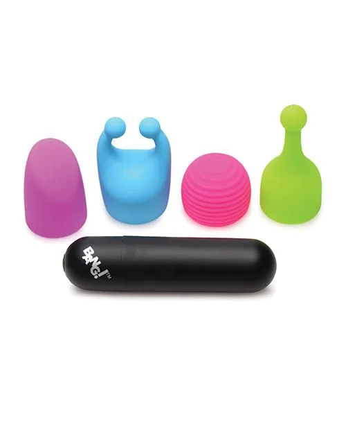 XR Brands Bang - Rechargeable Bullet Vibrator With 4 Attachments | Female Sex Toys XR Brands Bang - Rechargeable Bullet Vibrator With 4 Attachments | Female Sex Toys