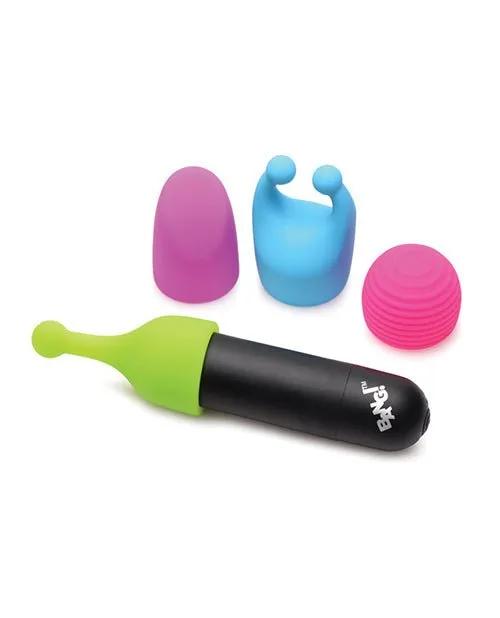 XR Brands Bang - Rechargeable Bullet Vibrator With 4 Attachments | Female Sex Toys XR Brands Bang - Rechargeable Bullet Vibrator With 4 Attachments | Female Sex Toys