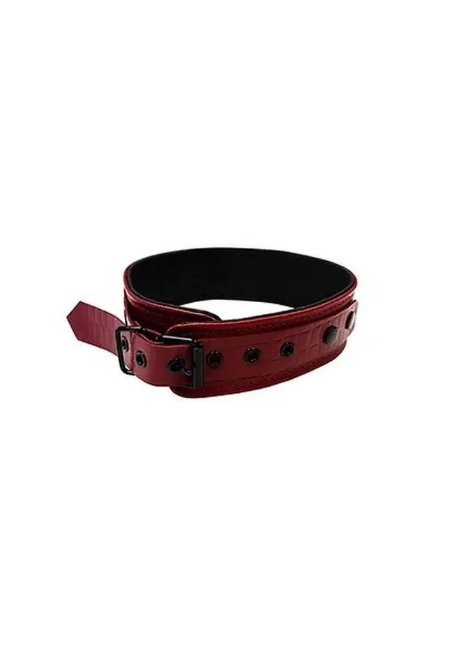 Rouge Anaconda Leather Adjustable Collar 1 Ring Rouge Male Sex Toys