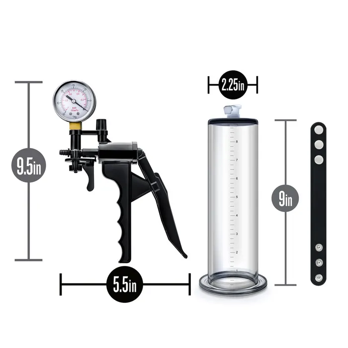 Blush Performance Vx8 Premium Penis Pump System With Silicone Cock Strap Clear Male Sex Toys