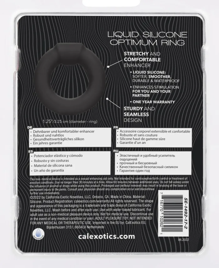 CalExotics Male Sex Toys Alpha Liquid Silicone Optimum Ring Black
