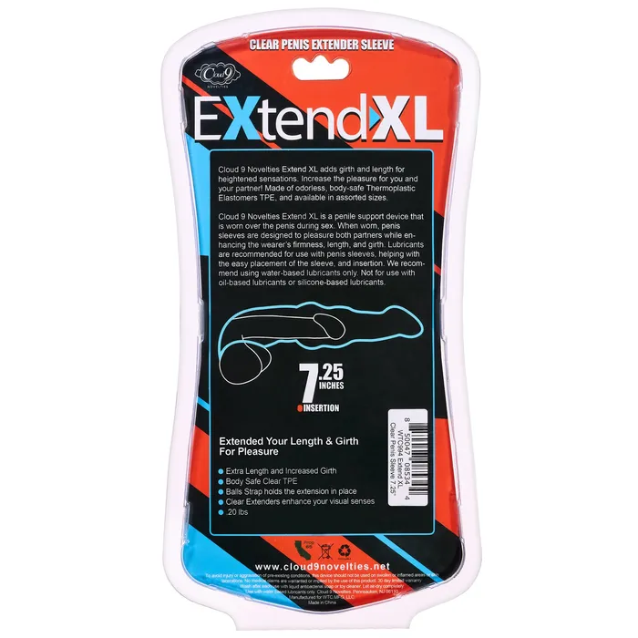 Cloud 9 Novelties Male Sex Toys Extend XL Penis Sleeve 725 Clear Cloud 9 Novelties Male Sex Toys Extend XL Penis Sleeve 725 Clear