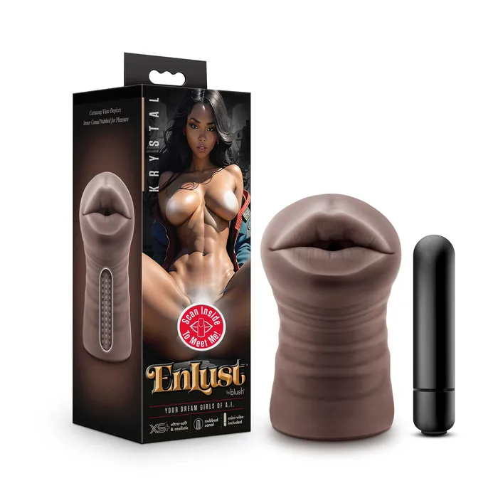 Male Sex Toys Enlust Krystal Vibrating Stroker Brown Blush