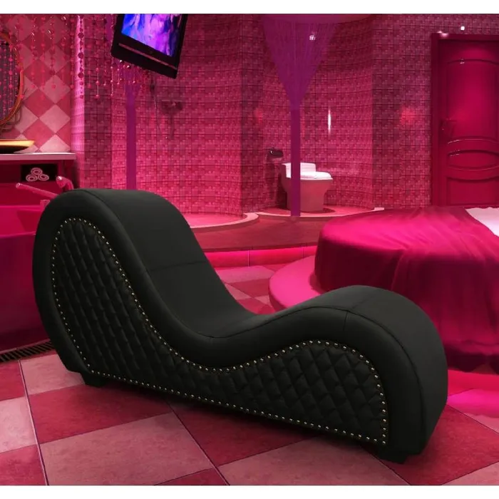 Daytona Kama Sutra Mebon Chaise Love Lounge Studded and Quilted Black Vibrators
